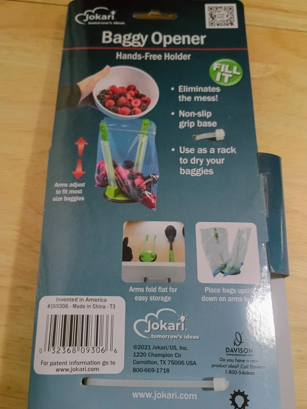 Green Baggy Opener Hands-Free Food Storage Holder